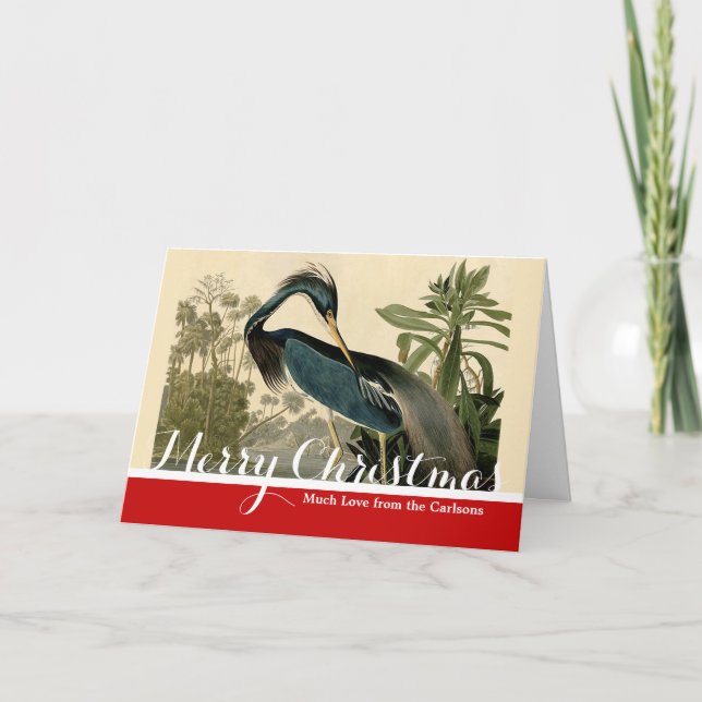 Tarjeta Festiva Audubon Louisiana Heron Birds America Art (Anverso)