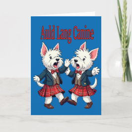 Tarjeta Festiva Auld Lang Canine West Highland Terrier Ceilidh