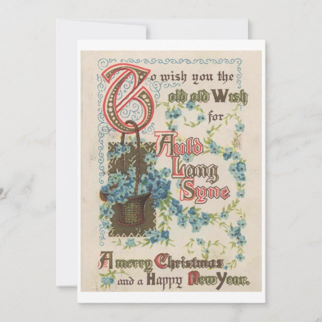 Tarjeta Festiva Auld Lang Syne, Navidades, añada de Año Nuevo 1914 (Anverso)