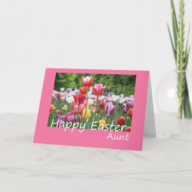 Tarjeta Festiva Aunt Happy Easter Tulip (Anverso)