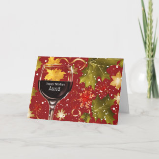 Tarjeta Festiva Aunt Happy Holidays Christmas Humor with Wine