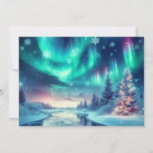Tarjeta Festiva aurora boreal/Navidad/Invierno