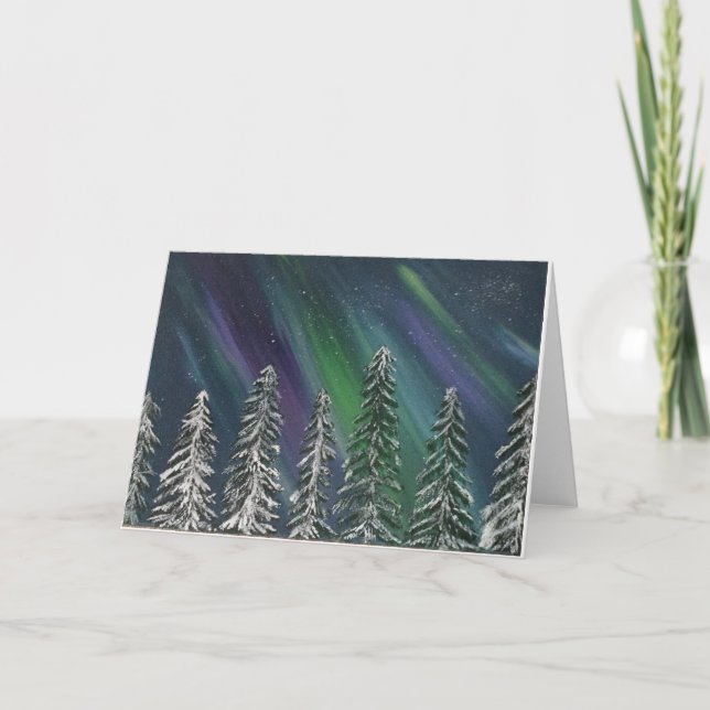Tarjeta Festiva Aurora Borealis (Anverso)