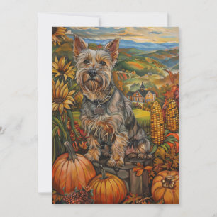 Tarjeta Festiva Australia Terrier otoño cosecha Acción de Gracias