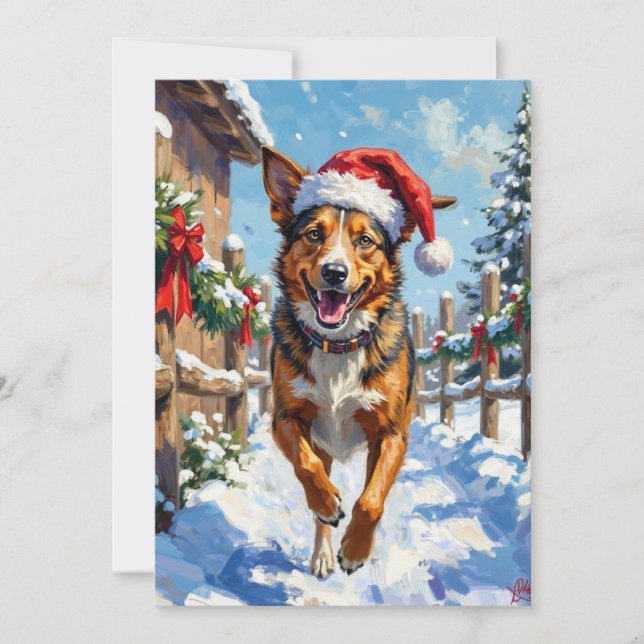 Tarjeta Festiva Australian Cattle Dog Red Heeler Christmas (Anverso)