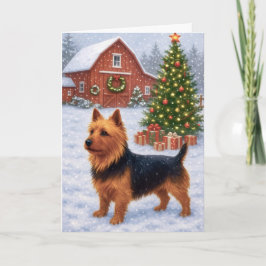 Tarjeta Festiva Australian Terrier Holiday Card