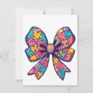 Tarjeta Festiva Autismo Mamá Rompe Pieza Coquette Bow Autismo De C