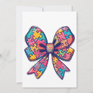 Tarjeta Festiva Autismo Mamá Rompe Pieza Coquette Bow Autismo De C
