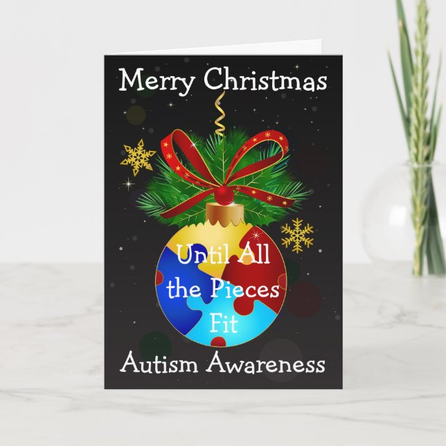 Tarjeta Festiva Autismo Navidades bauble (Anverso)