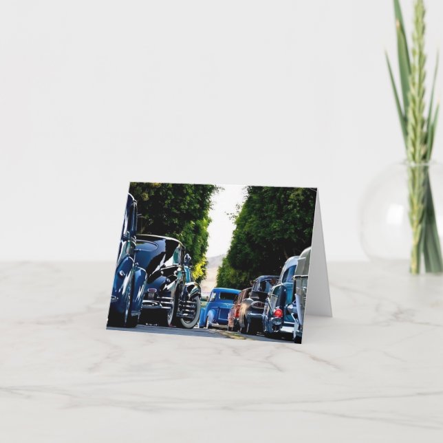 Tarjeta Festiva Auto clásico del Día del Padres (Anverso)