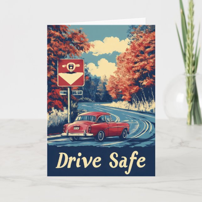 Tarjeta Festiva Auto retro seguro (Anverso)