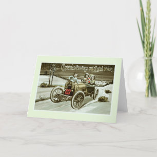 Tarjeta Festiva Auto vintage de los Navidades