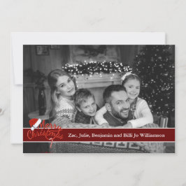 Tarjeta Festiva Autofoto en blanco y negro con Santa Hat