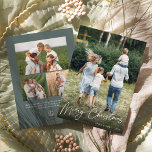 Tarjeta Festiva Autografo | Fotos verticales navideñas<br><div class="desc">Envíe saludos de vacaciones a amigos y familiares en estilo moda con nuestras elegantes tarjetas de fotos. El diseño muestra tu foto vertical o orientada a retratos preferida con "Feliz Navidad" colocado en la parte inferior en escritura con letras de mano blanca. Personalice el nombre de su familia y el...</div>