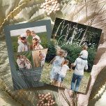 Tarjeta Festiva Autografo | Fotos verticales navideñas<br><div class="desc">Envíe saludos de vacaciones a amigos y familiares en estilo moda con nuestras elegantes tarjetas de fotos. El diseño muestra tu foto vertical o orientada a retratos preferida con "Feliz Navidad" colocada en la parte superior en escritura con letras a mano blanca. Personalice el nombre de su familia y el...</div>