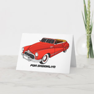 Tarjeta Festiva Automóvil rojo clásico de 1948