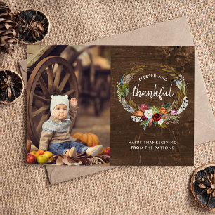 Tarjeta Festiva Autumn Boho florece la sesión de gracias