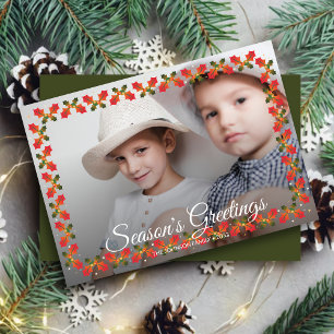 Tarjeta Festiva Autumn Holly "Season's Greetings" Photo