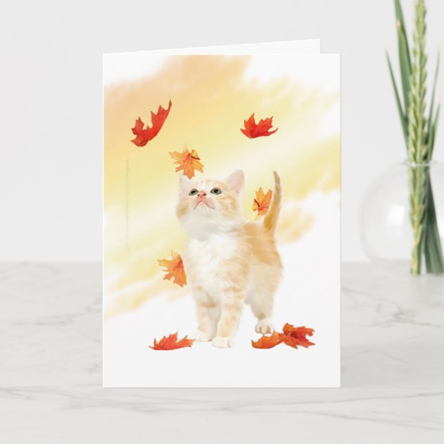 Tarjeta Festiva Autumn Kitten Card (Anverso)