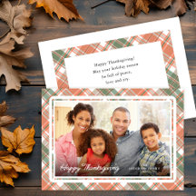 Autumn Plaid Thankaid Photo Flat Holiday Card