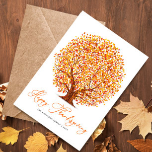 Tarjeta Festiva autumn trees happy thanksgiving holiday card