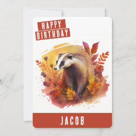 Tarjeta Festiva Autumn vibes Badger Birthday Card