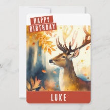 Autumn vibes Deer Birthday Card