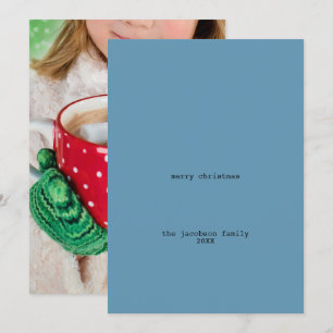 Tarjeta Festiva Avant-Garde Azul Minimalista Fotos navideñas