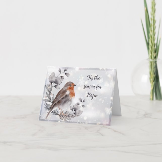 Tarjeta Festiva Ave acuarela y personalizado de nieve (Anverso)