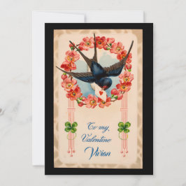Tarjeta Festiva Ave Antiguo Para Mi San Valentín Personalizado
