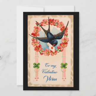 Tarjeta Festiva Ave Antiguo Para Mi San Valentín Personalizado