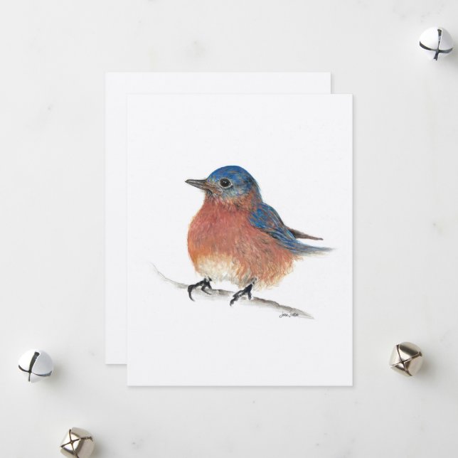 Tarjeta Festiva Ave azul de vacaciones (Anverso/Reverso In Situ)