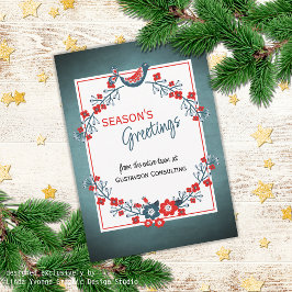 Tarjeta Festiva Ave azul Verde azulado rojo personalizado y floral