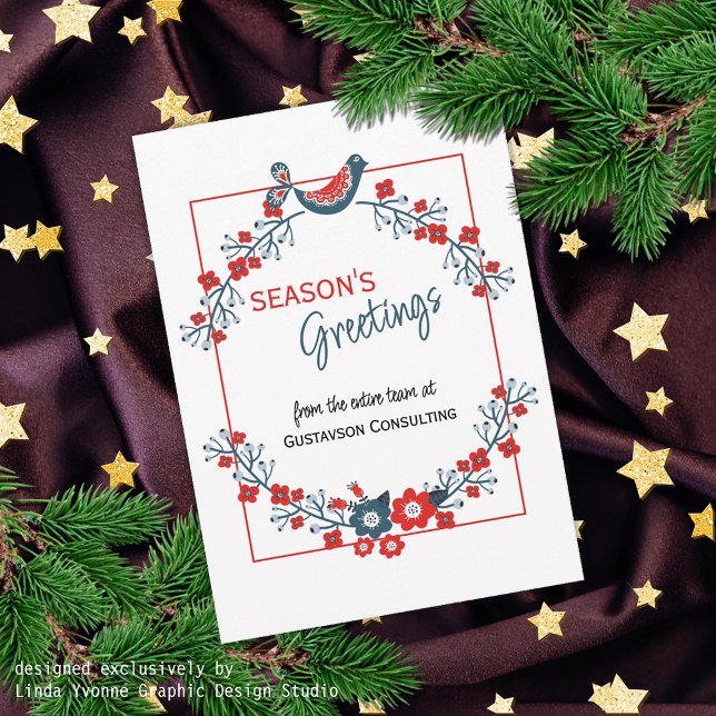 Tarjeta Festiva Ave azul Verde azulado rojo personalizado y floral (Subido por el creador)