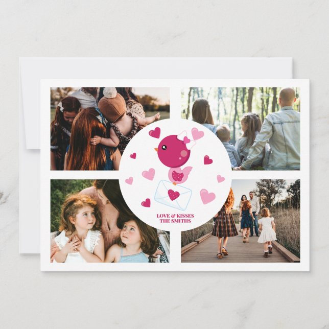 Tarjeta Festiva Ave de amor personalizado para Collage de fotos Sa (Anverso)