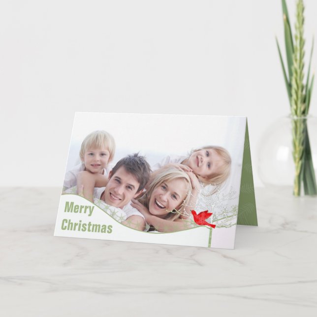 Tarjeta Festiva Ave de los Navidades de Snowflake - Con sus fotos (Anverso)