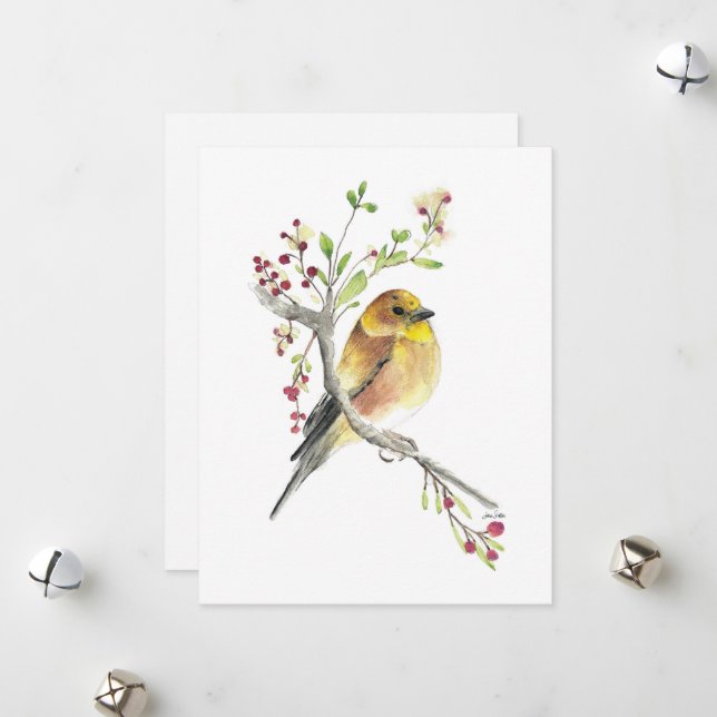 Tarjeta Festiva Ave Goldfinch (Anverso/Reverso In Situ)