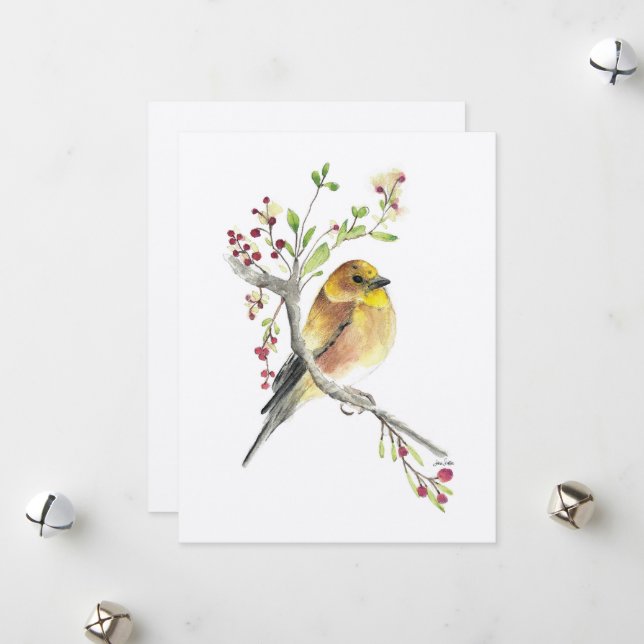 Tarjeta Festiva Ave Goldfinch (Anverso/Reverso In Situ)