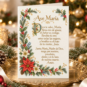 Tarjeta Festiva Ave María Floral Española Nuestra Señora de Guadal