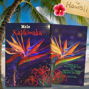 Tarjeta Festiva Ave Mele Kalikimaka del paraíso hawaiano