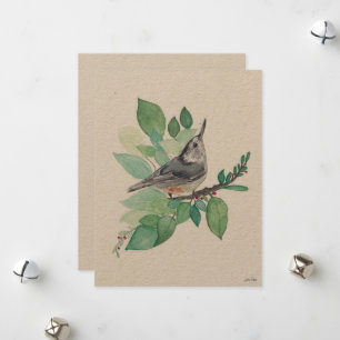 Tarjeta Festiva Ave nuthatch de vacaciones