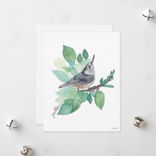 Tarjeta Festiva Ave nuthatch de vacaciones