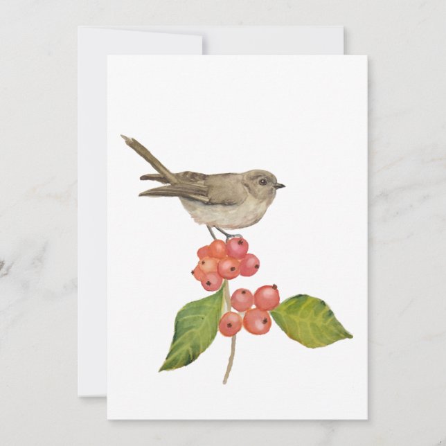 Tarjeta Festiva Aves acuáticas "Sylvia curruca" (Anverso)