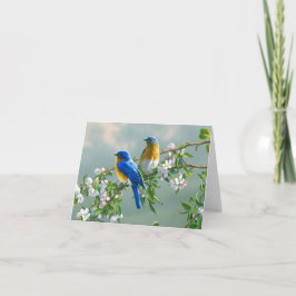 Tarjeta Festiva Aves azules