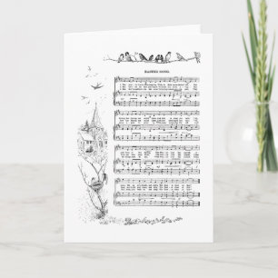 Tarjeta Festiva Aves, canción de primavera y pascua