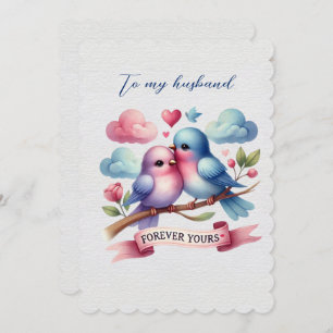 Tarjeta Festiva Aves de amor de marido para siempre San Valentín