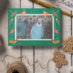 Tarjeta Festiva Aves de Arte Popular, Foto de Saludo Personalizada