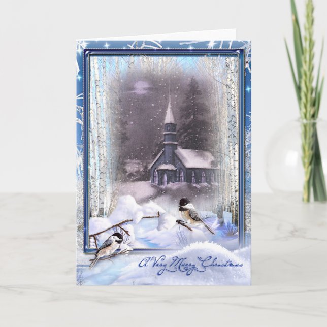Tarjeta Festiva Aves de Invierno (Anverso)
