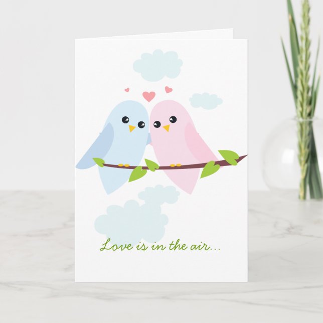 Tarjeta Festiva Aves de San Valentín (Anverso)