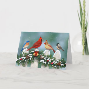 Tarjeta Festiva Aves de vacaciones y Navidades Garland